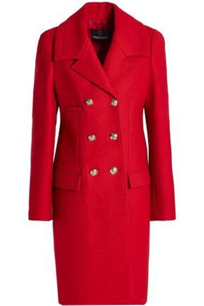 Roberto Cavalli Woman Double-breasted Wool-blend Coat Claret