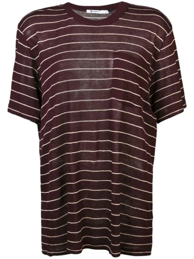 Alexander Wang T Striped Crewneck T In Red