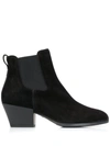Hogan Mid Heel Ankle Boots In Black