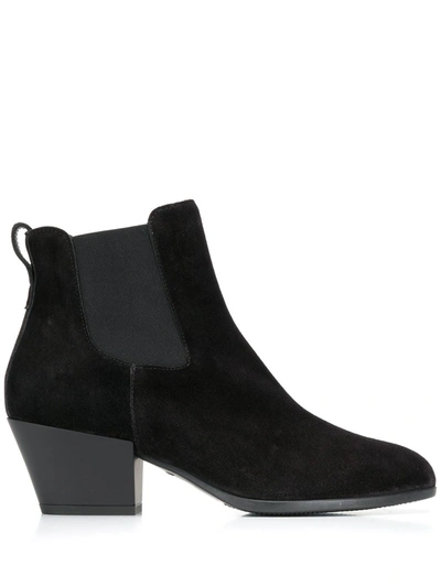 Hogan Mid Heel Ankle Boots In Black