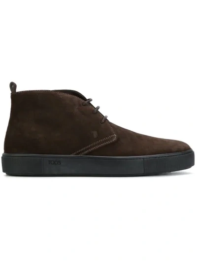 Tod's Men's Suede Desert Boots Lace Up Ankle Boots In Brown