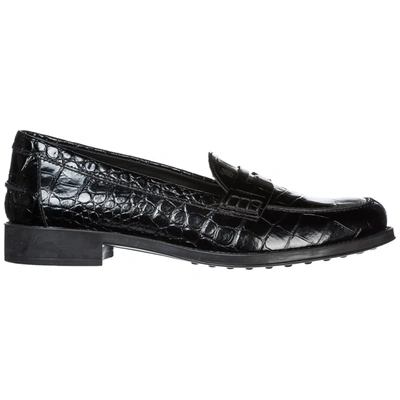 Tod's Women's Leather Loafers Moccasins In Black
