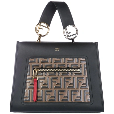 Fendi Women's Handbag Shopping Bag Purse Tote In Pelle Runaway Small In Black