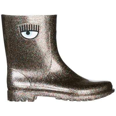 Chiara Ferragni Glittery Eye Rain Boots In Grigio