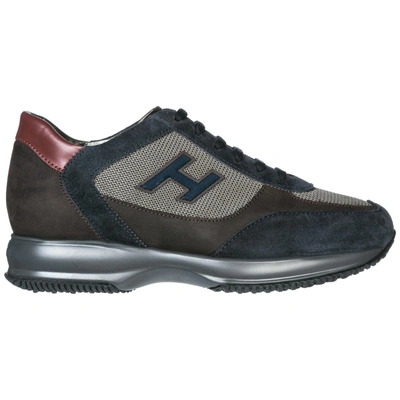 Hogan Men's Shoes Suede Trainers Sneakers Interactive In Blue