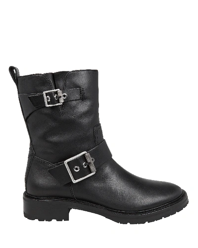 Rag & Bone Cannon Buckle Leather Moto Boots In Black