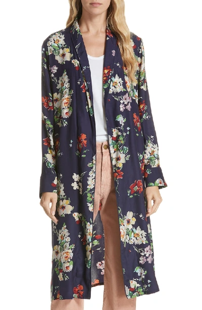 The Great The Robe Floral Open-front Long Jacket In Nightfall Floral Print