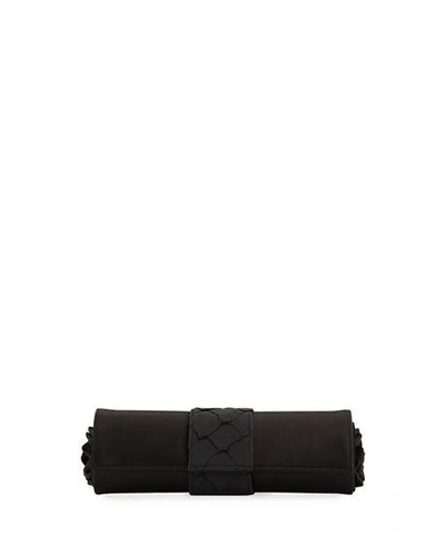 Allison Mitchell Satin And Fishkin Claire Clutch Bag In Black