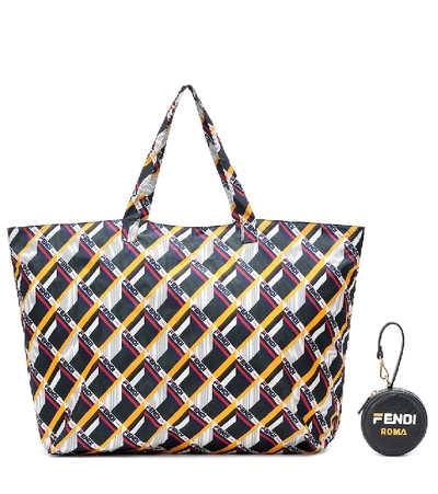 Fendi Nylon Fold-up Tote Bag In Black