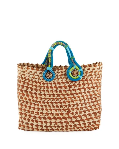 Nannacay - Cotio Belle Woven Colorblock Tote Bag In Brown
