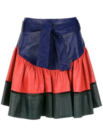 Andrea Bogosian Leather Flared Skirt In Blue