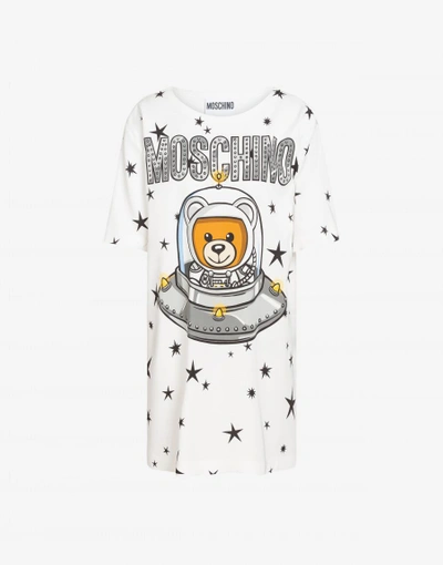 Moschino Short Satin Dress With Ufo Teddy Print