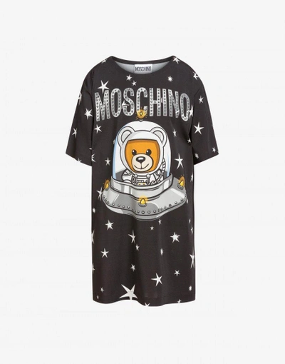 Moschino Short Satin Dress With Ufo Teddy Print 2