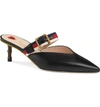 Gucci Leather Mule Pumps With Bamboo Heel In Black