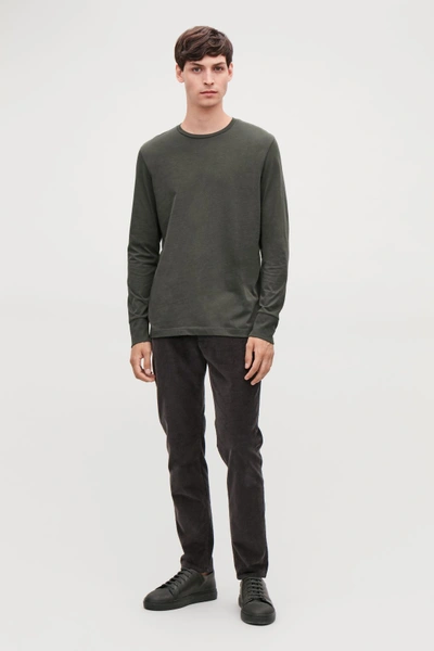 Cos Basic Long-sleeved T-shirt In Green