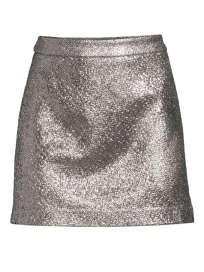 Milly Metallic Mini Skirt In Silver
