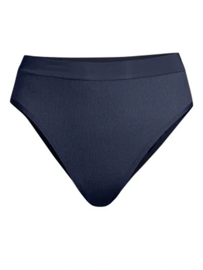 L*space Novelty Ridin High Ribbed Frenchie Bikini Bottom In Midnight Blue