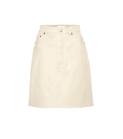 Helmut Lang Five-pocket Leather Skirt In Flax