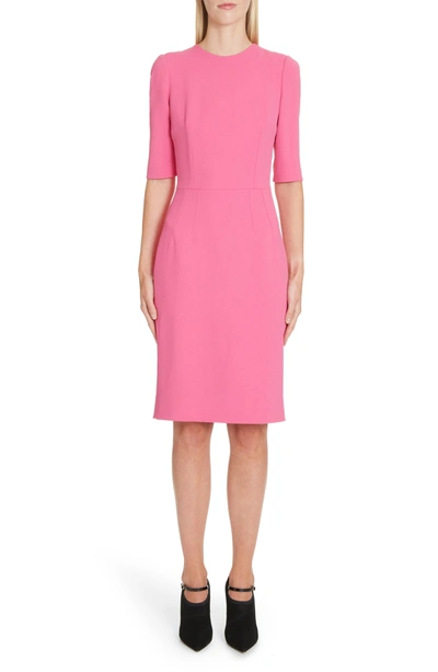 Dolce & Gabbana Half-sleeve Jewel-neck Sheath Dress In F0733 Pink