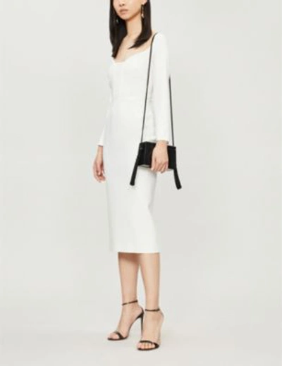 Roland Mouret Ardon Long-sleeve Viscose Crepe Midi Dress In White