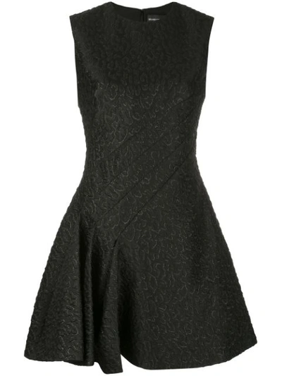 Brandon Maxwell Sleeveless Leopard-jacquard Wrap-seam Cocktail Dress In Black