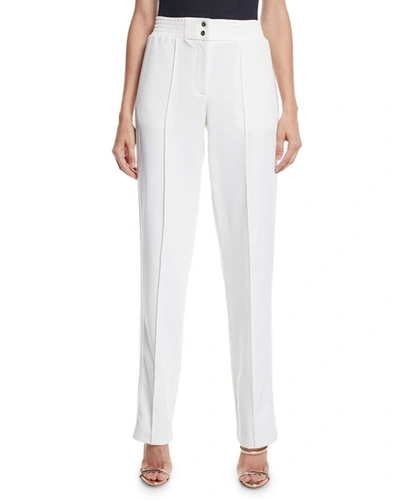 Sally Lapointe High-rise Straight-leg Track Pants W/ Sequin Tux-stripe In White