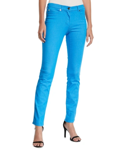 Escada Five-pocket Narrow Straight-leg Jeans In Bright Blue