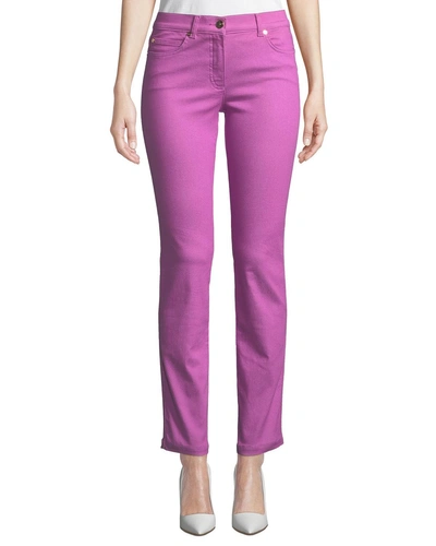 Escada Five-pocket Narrow Straight-leg Jeans In Pink