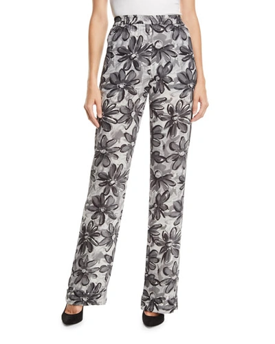 Michael Kors Daisy-print Crushed Georgette Pajama Pants In Multi Pattern