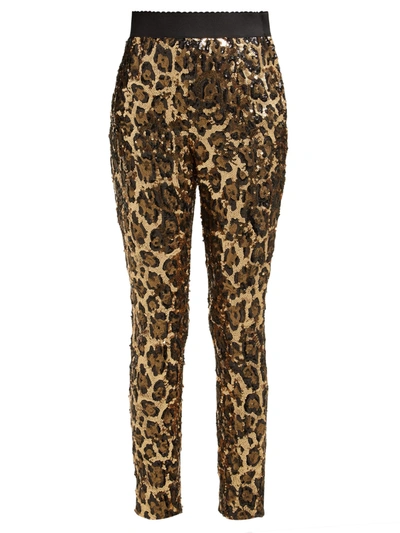 Dolce & Gabbana High-rise Sequined Leopard Pattern Pants