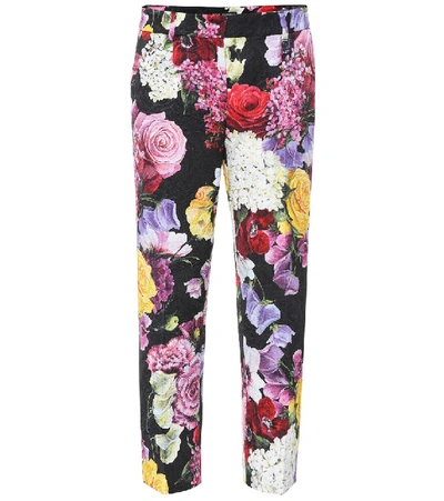 Dolce & Gabbana Multicolor Floral-brocade Straight-leg Crop Pants In Mix Floral