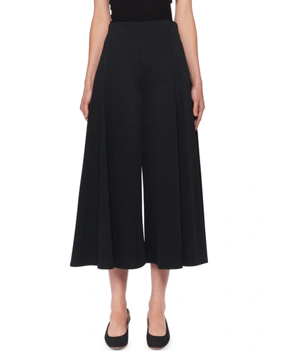 The Row Mildro High-rise Cropped Wide-leg Pants In Black