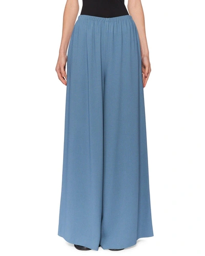 The Row Pavel Wide-leg Jersey Pants In Teal