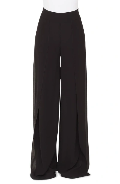 Akris Fellia Wide-leg Silk Georgette Pants In Black