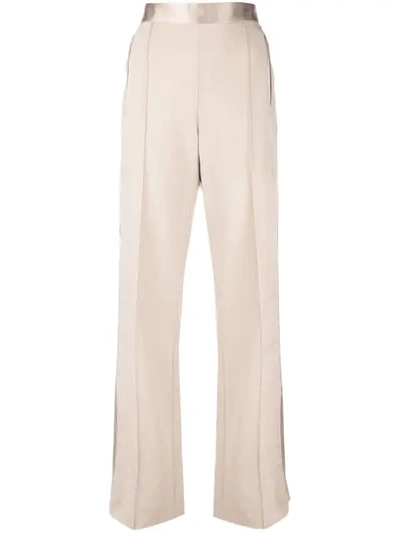 Rosetta Getty Pintuck High-waist Stretch-wool Poplin Tuxedo Track Pants In Sand