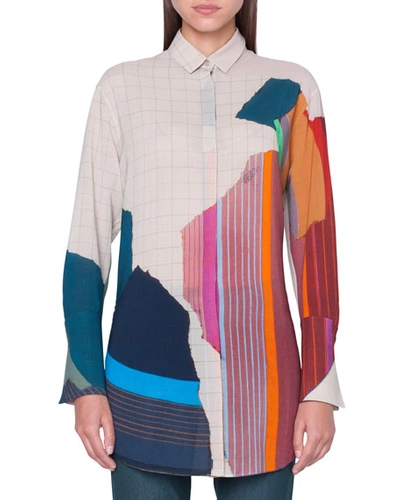Akris Abstract-print Button-front Tunic