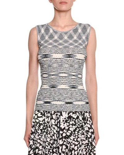 Missoni Crewneck Fish-scale Net Space-dye Tank In White/black