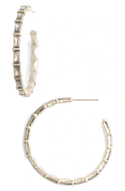 Kendra Scott Veda Baguette Hoop Earrings In Smoky Crystal/ Gold
