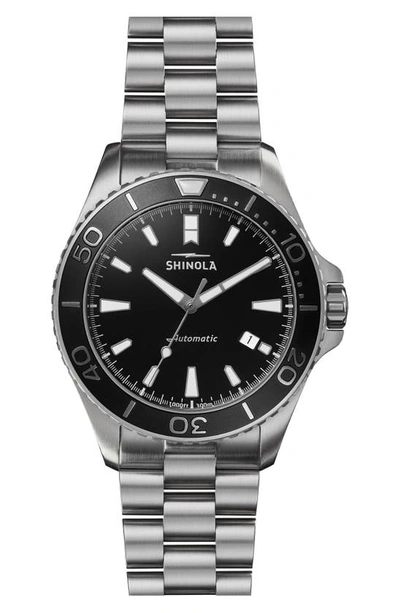 Shinola Men's The Lake Superior Monster Automatic Stainless Steel Bracelet Watch In Black/silver