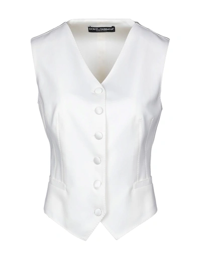 Dolce & Gabbana 5-button Wool-silk Vest In Ivory