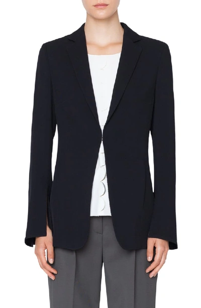 Akris Punto Hook-front Wool Tricot Blazer Jacket In Black