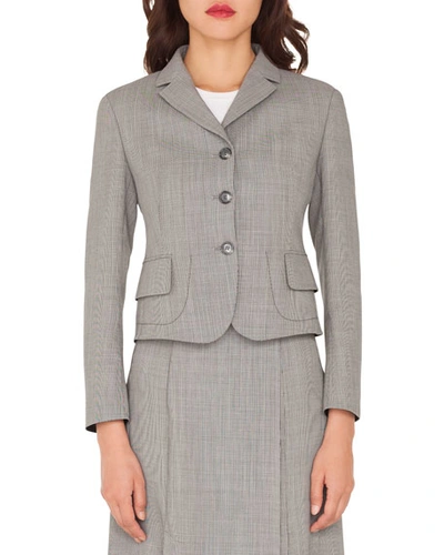 Akris Short End-on-end Woven Wool-blend Jacket In Light Gray