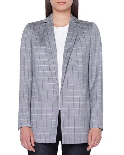 Akris Alan No Close Cool Wool Jacket In Gray Pattern