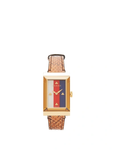 Gucci Women's Yellow Gold Pvd, Mother-of-pearl & Leather Strap Watch In Tan