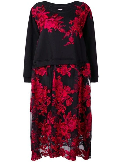 Antonio Marras Floral Embroidered Jumper Dress - Black