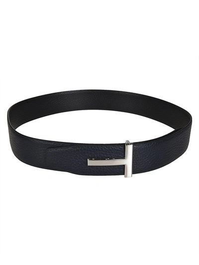 Tom Ford Metallic T-buckle Belt In Black