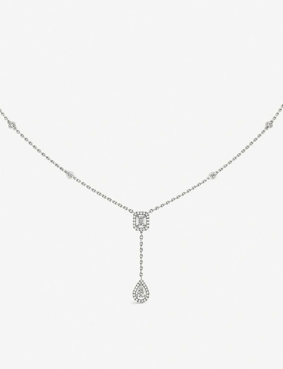 Messika My Twin 18ct White-gold And 0.10ct Diamond Tie Necklace