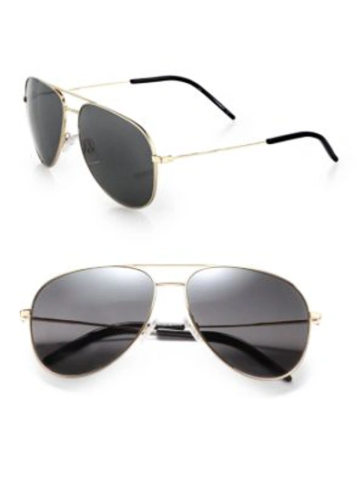 Saint Laurent Metal Aviator Sunglasses In Gold-grey