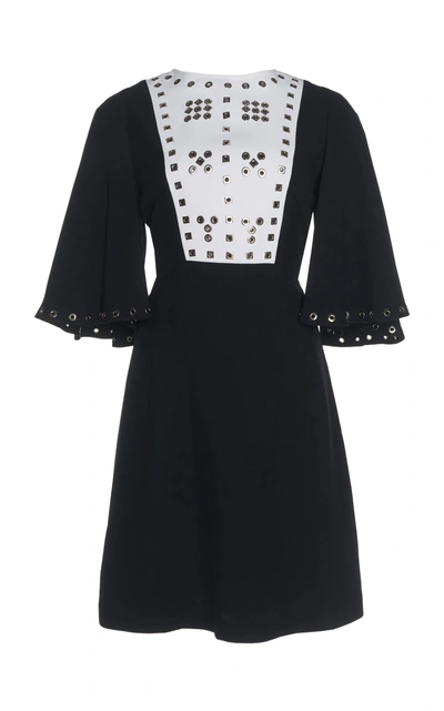 Andrew Gn Bell Sleeve Cady Dress In Black/white