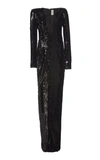 Alexandre Vauthier V-neck Sequin Gown In Black